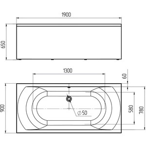 Акриловая ванна Marka One Esma 190х90 с каркасом (01эс1990, 03эс1990)