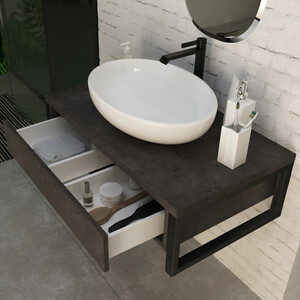 Тумба под раковину 1Marka Grunge Loft 90х48 бетон темно-серый (У85849)