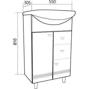 Тумба с раковиной 1Marka Story 55х31 правая, белая (У99316, 1WH110186)