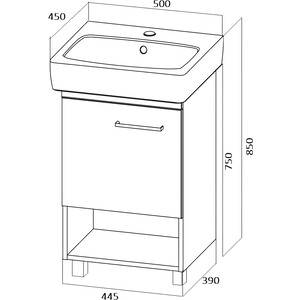 Тумба с раковиной 1Marka Tera 50х39 белый глянец (У76057, 1WH302184)