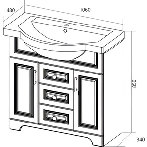 Тумба с раковиной 1Marka Прованс 105х34 белый глянец (У94489, 4640021060926)