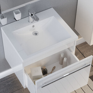 Тумба с раковиной 1Marka Соната 58х48 один ящик, белый глянец (У51037, 10.150.00580.001)