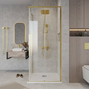 Душевой уголок Grossman Galaxy 100x100 прозрачный, золото сатин (300.K33.01.1010.32.00)