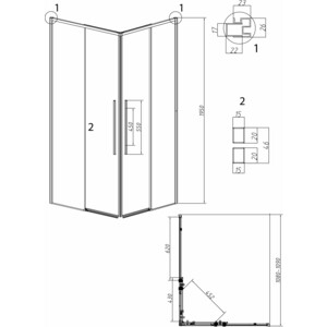 Душевая дверь Grossman Galaxy 110х195 прозрачная, черная матовая (1/2.K33.01.11.21.00)
