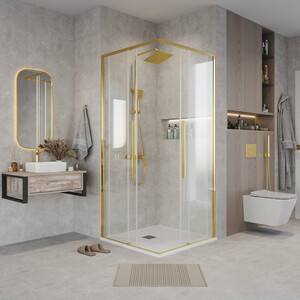 Душевая дверь Grossman Galaxy 70х195 прозрачная, золото сатин (1/2.K33.01.70.32.00)