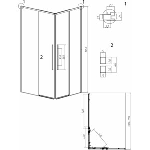 Душевая дверь Grossman Galaxy 120х195 прозрачная, золото сатин (1/2.K33.01.12.32.00)