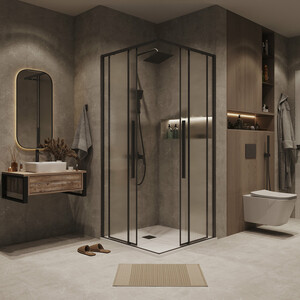 Душевая дверь Grossman Galaxy 120х195 шиншилла, черная матовая (1/2.K33.01.12.21.02)