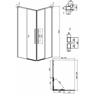 Душевой уголок Grossman Galaxy 110х80 прозрачный, черный матовый (300.K33.01.1180.21.00)