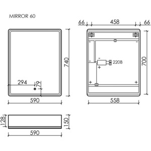 Зеркальный шкаф Sancos Mirror 60х75 подсветка, сенсор, дуб галифакс натуральный (MI60EG)