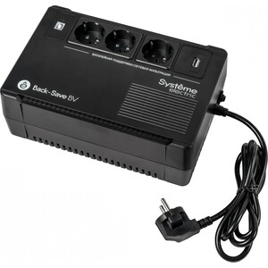 ИБП Systeme Electric Back-Save BV 400 ВА, автоматическая регулировка напряжения, 3 розетки Schuko, 230 В, 1 USB Type-A