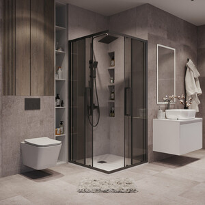 Душевой уголок Grossman Cosmo 90x90 тонированный, черный матовый (300.K33.02.9090.21.10)