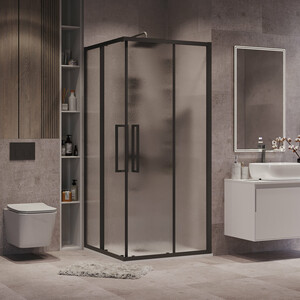 Душевой уголок Grossman Cosmo 90x90 шиншилла, черный матовый (300.K33.02.9090.21.02)