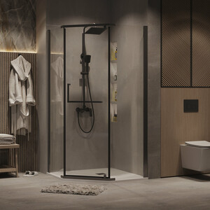 Душевой уголок Grossman Pragma 90x90 прозрачный, графит сатин (302.K33.03.9090.42.00)