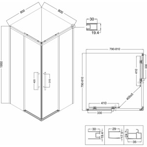 Душевой уголок Niagara Nova 80x80 тонированный, черный матовый (NG-2828-34BLACK)