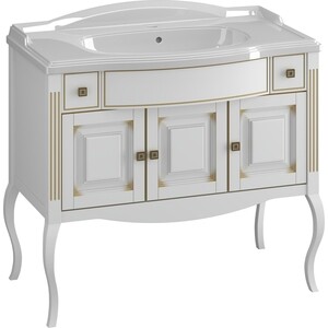 Тумба под раковину Opadiris Лаура 100 белая, патина золото (Z0000007090)
