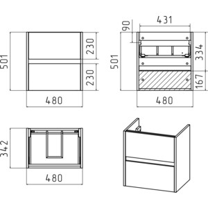 Тумба под раковину Misty Алиса 50 подвесная, белая (Э-Али01050-011П2Я)