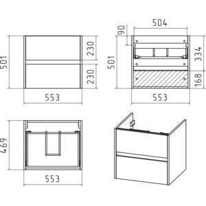 Тумба под раковину Misty Алиса 58 подвесная, белая (Э-Али01058-011П2Я)