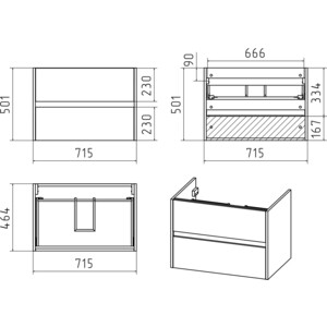 Тумба под раковину Misty Алиса 75 подвесная, белая (Э-Али01075-011П2Я)