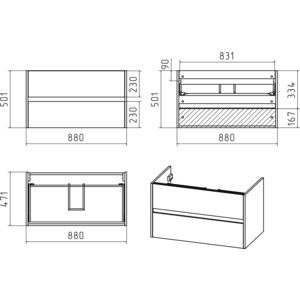 Тумба под раковину Misty Алиса 90 подвесная, белая (Э-Али01090-011П2Я)