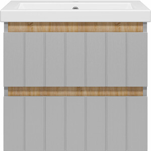 Тумба под раковину Misty Грэй 60 подвесная, серый металлик/дуб сонома (Э-Грэ-09060-011По)