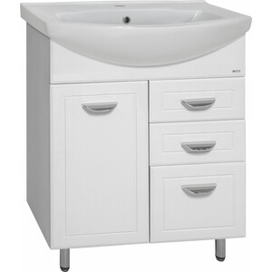 Тумба под раковину Misty Дрея 65 с бельевой корзиной, белая (Э-Дре01065-01К2Я)