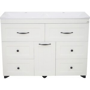 Тумба под раковину Misty Дуэт 120 с бельевой корзиной, белая (П-Ду011206я01-1)