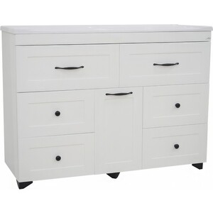 Тумба под раковину Misty Дуэт 120 с бельевой корзиной, белая (П-Ду011206я01-1)