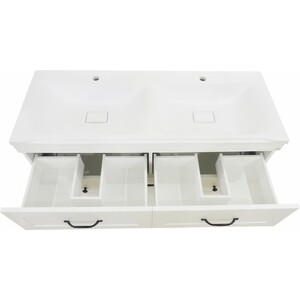 Тумба под раковину Misty Дуэт 120 с бельевой корзиной, белая (П-Ду011206я01-1)