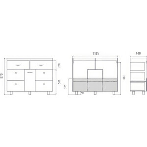 Тумба под раковину Misty Дуэт 120 с бельевой корзиной, белая (П-Ду011206я01-1)