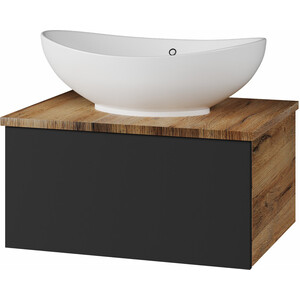 Тумба под раковину Misty Ива 60 подвесная, графит/каштан (П-Ива-01060-481Я)
