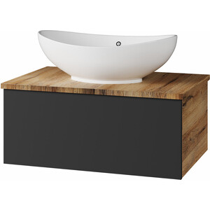 Тумба под раковину Misty Ива 70 подвесная, графит/дуб вотан (П-Ива-01070-481Я)