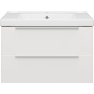 Тумба под раковину Misty Карат 80 подвесная, белая/дуб галифакс олово (П-Кар09080-01/19-2Я)