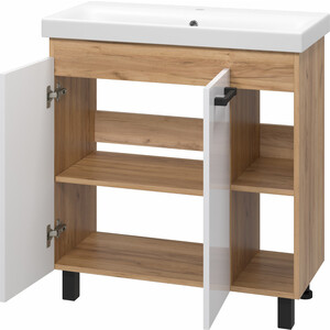 Тумба под раковину Misty Крафт 80 белая/дуб крафт золотой (П-Кра-07080-011)