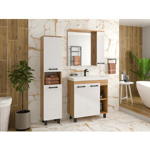 Тумба под раковину Misty Крафт 80 белая/дуб крафт золотой (П-Кра-07080-011)