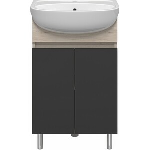 Тумба под раковину Misty Поло 50 антрацит/дуб галифакс белый (О-Пол07060-0142ДП)