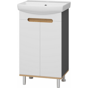 Тумба под раковину Misty Сканди 50 белая/дуб крафт золотой/антрацит (Э-Ска01050-0150-2Д)