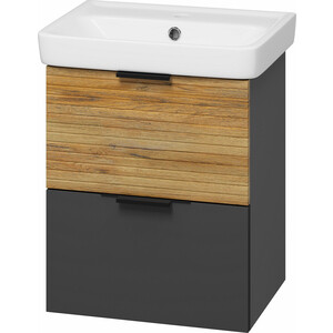Тумба под раковину Misty Форест 50 подвесная, дуб вотан/антрацит (Э-Фор-09050-0219-2Я)