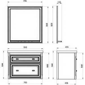 Тумба под раковину ASB-woodline Кастелло 80 пейна (12061)