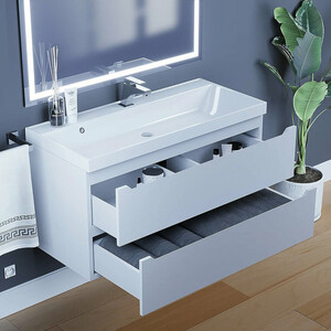 Тумба под раковину Uperwood Tanos 100 подвесная, белая матовая (291020246)