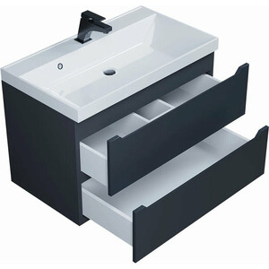 Тумба под раковину Uperwood Tanos 80 подвесная, черная матовая (291020232)