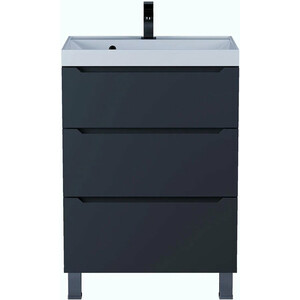 Тумба под раковину Uperwood Tanos 60 напольная, 3 ящика, черная матовая (291020332)