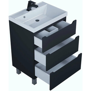 Тумба под раковину Uperwood Tanos 60 напольная, 3 ящика, черная матовая (291020332)