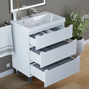 Тумба под раковину Uperwood Tanos 70 напольная, 3 ящика, белая матовая (291020330)