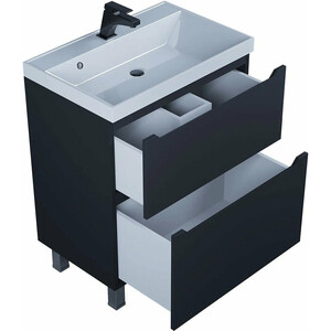 Тумба под раковину Uperwood Tanos 70 напольная, 2 ящика, черная матовая (291120332)