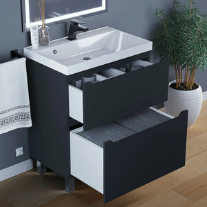 Тумба под раковину Uperwood Tanos 70 напольная, 2 ящика, черная матовая (291120332)