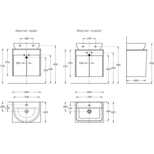 Тумба под раковину Kerama Marazzi Pro 60 белая/дуб орегон (PRO.60.2\WHT)