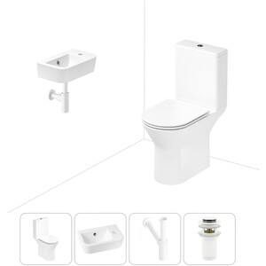 Набор для туалета 4 в 1 Lavinia Boho Elegant с сиденьем микролифт, аксессуары в цвете матовый белый (202008434)