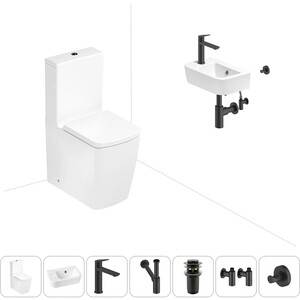 Набор для туалета 7 в 1 Lavinia Boho Aveo с сиденьем микролифт, аксессуары в цвете матовый черный (202008831)