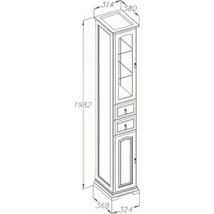 Пенал Opadiris Риспекто 32х200 правый, слоновая кость (00-00005831)