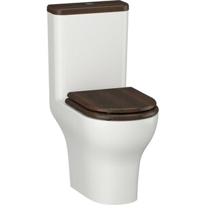 Унитаз-компакт безободковый Opadiris Палермо с сиденьем микролифт, белый/антикварный орех (OS24724A)